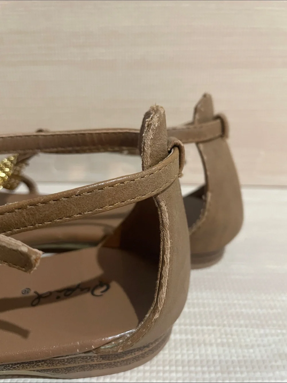 Qupid Gold Metallic Mesh Sandals
